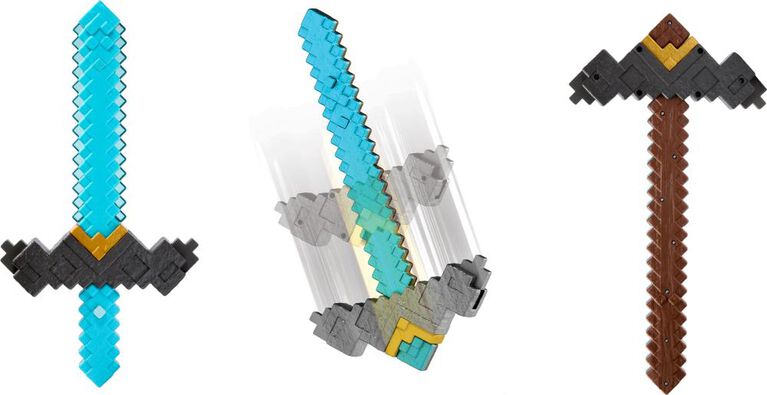 Minecraft Film Accessoire Épée et Pioche Appuyez et transformez