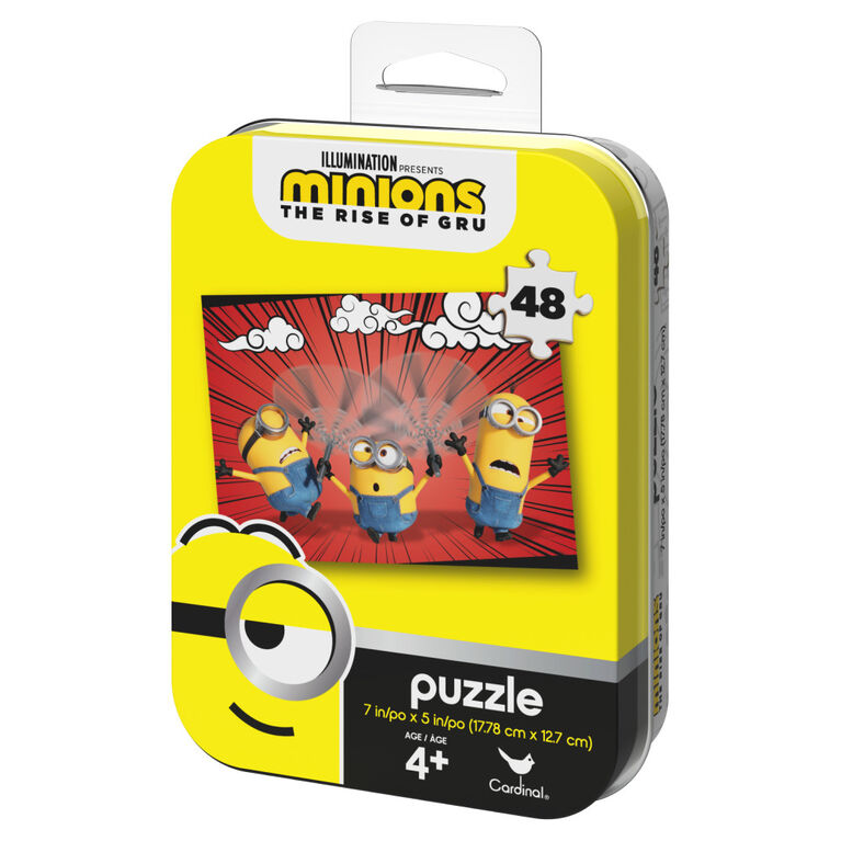 Minions, The Rise of Gru , Puzzle de 48 pièces Despicable Me, produit officiel jaune du film avec boîte en métal