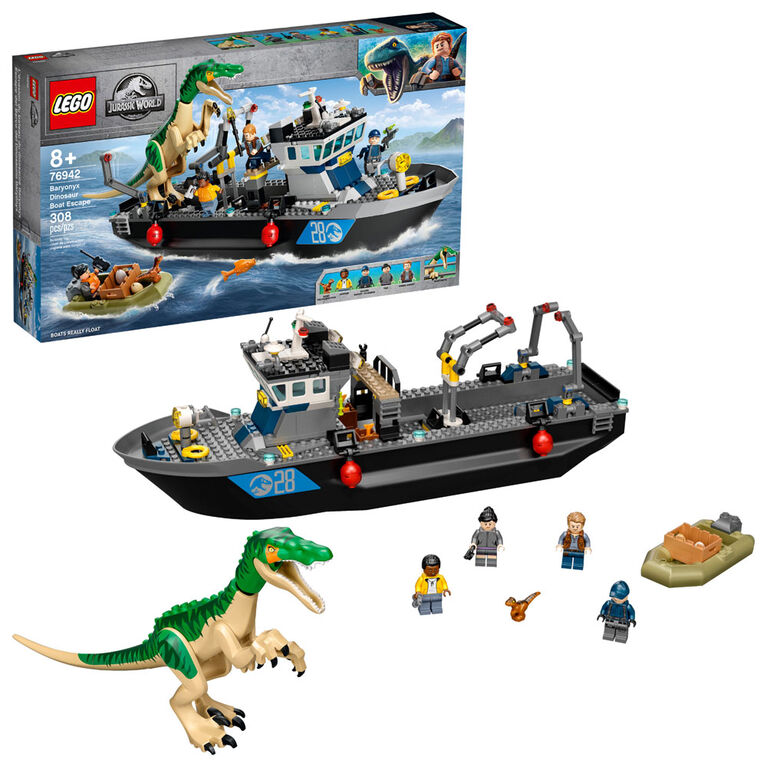 LEGO Jurassic World L'évasion du bateau du dinosaure Baryonyx 76942 (308 pièces)