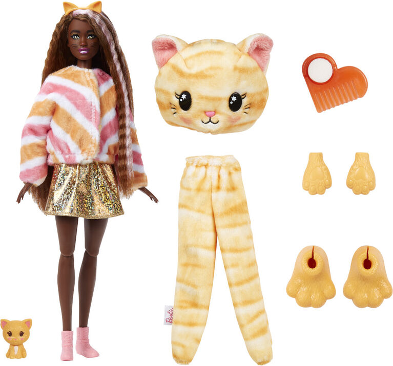 Barbie Cutie Reveal Doll with Kitty Plush Costume and 10 Surprises