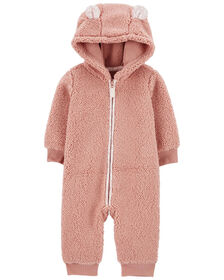Combinaison en Sherpa à fermeture à glissière à motif jacquard rose Carter's NN