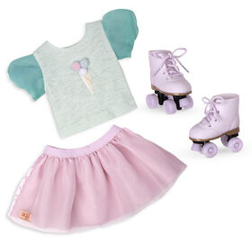 Tenue Crème glacée et patins à roulettes pour poupée 46 cm, Scoopalicious, Our Generation