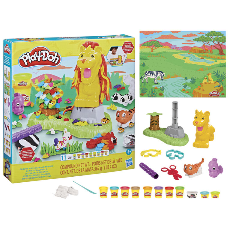 Play-Doh Growin' Mane Lion and Friends Playset, Animal-Themed Play-Doh Sets - R Exclusive