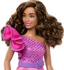 Barbie Fashionistas Doll #225, Brown Hair, Pink Sparkly Dress, 65th Anniversary