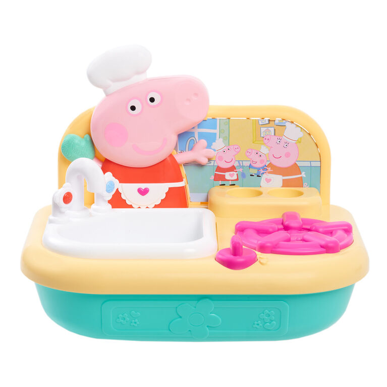 Peppa Pig Cooking Fun Table Top Kitchen with Realistic Sounds, Includes Play Food, Frying Pan and Spatula