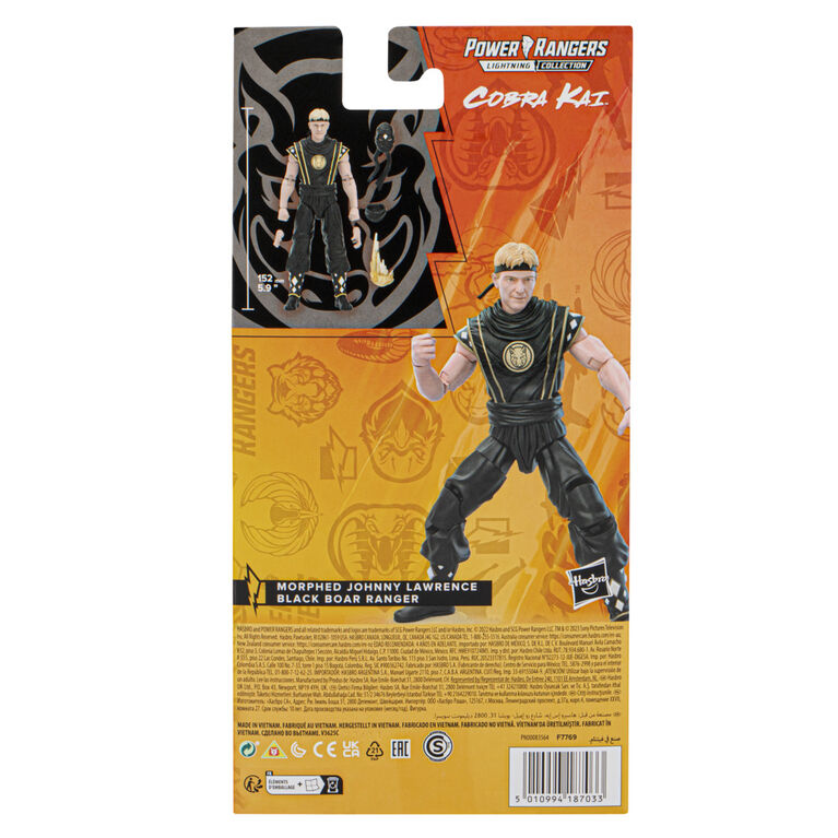 Power Rangers Lightning Collection Mighty Morphin X Cobra Kai Johnny Lawrence Black Boar Ranger 6-Inch Action Figure - R Exclusive