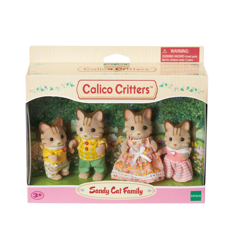 Calico Critters Sandy Cat Family, Set of 4 Collectible Doll Figures
