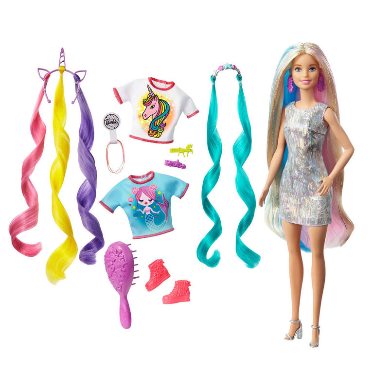 hospita Koreaans impuls Barbie Fantasy Hair Doll with Mermaid & Unicorn Looks | Toys R Us Canada