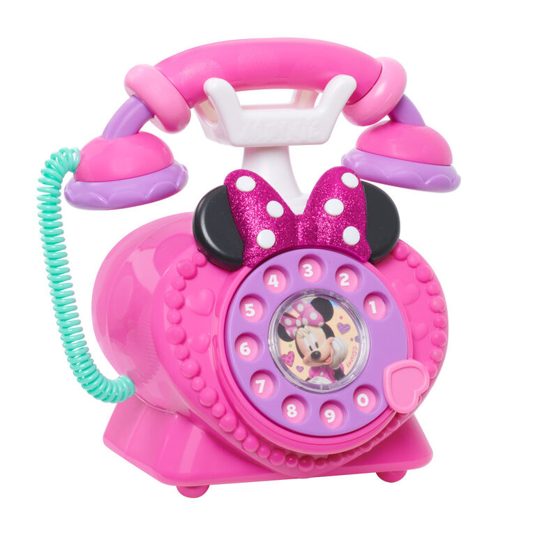 Disney Junior Minnie Mouse Ring Me Rotary Phone with Lights and Sounds, Pretend Play Phone for Kids