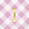 Pink Gingham 1st Bday Lunch Napkins 16 pieces