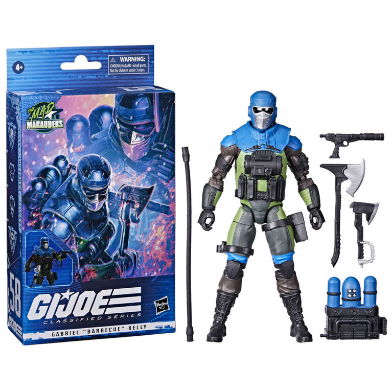 G.I. Joe Classified Series, figurine Mad Marauders Gabriel "Barbecue" Kelly 58 de collection, avec emballage spécial