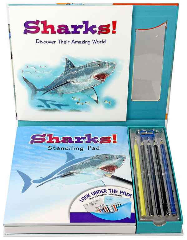 SpiceBox Trousses d'art pour enfants, Imagine, Découvre and dessine les requins, Tranche d'âge - Édition anglaise