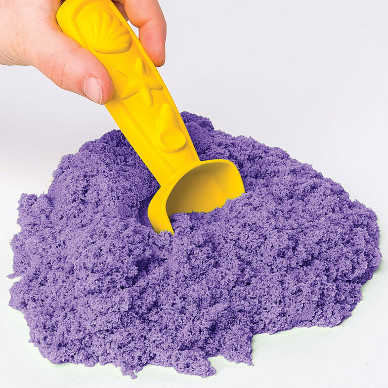 Kinetic Sand, coffret Bac à sable avec 454 g (1 lb) de sable Kinetic Sand violet et 3 moules