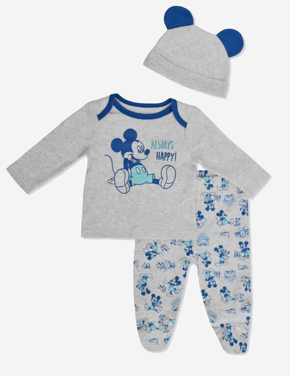 Disney Mickey Mouse 3 Piece Take Me Home Set Blue  3/6M