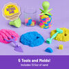 Kinetic Sand, Squish N' Create avec 382 g de sable à modeler bleu, jaune et rose, 5 outils