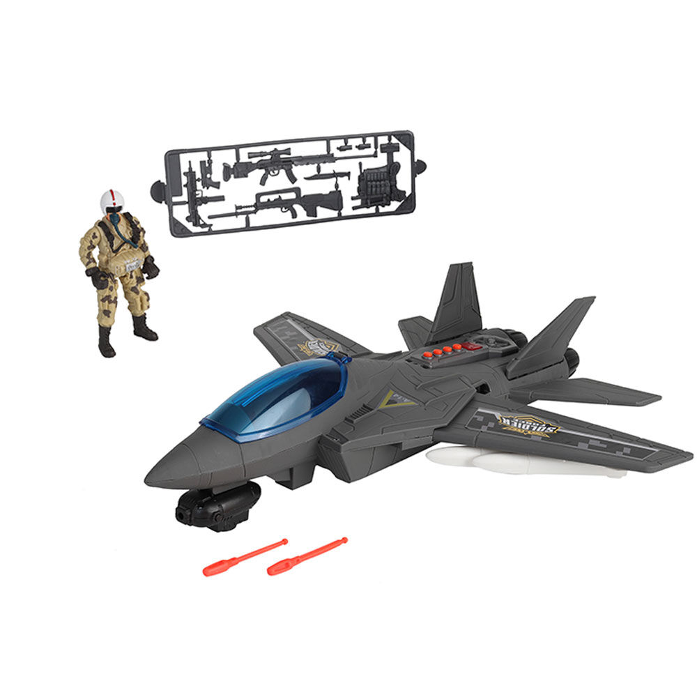 A14 Air Hawk Fighter Jet Playset Lights Soldier Force Army Figure Accessories 