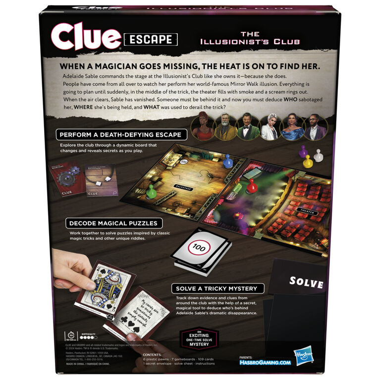 Clue Escape : Le Club des Illusionnistes, jeu d'enquête façon Escape Game - Édition anglaise