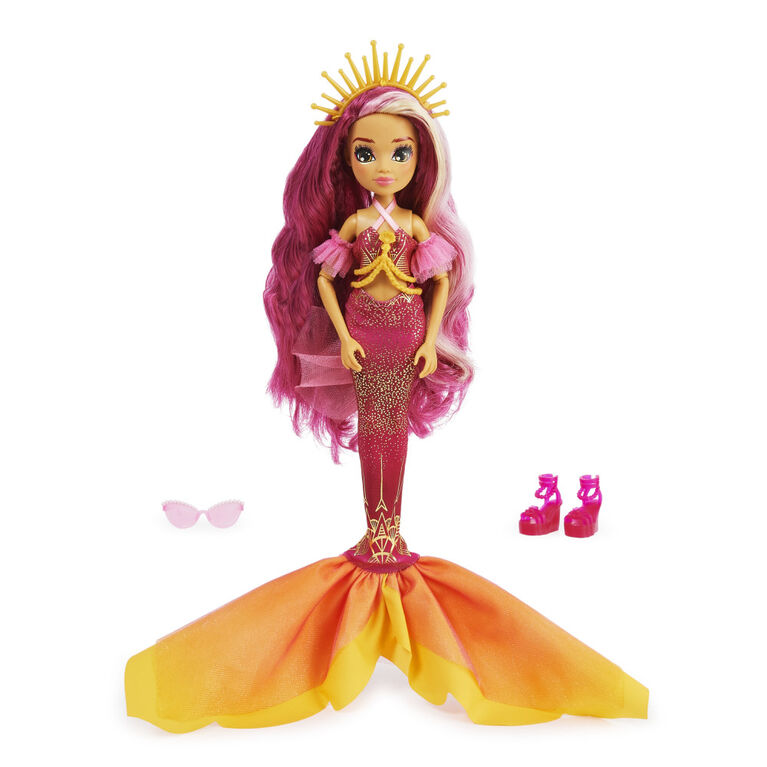 Mermaid High, Spring Break Searra Mermaid Doll and Accessories with Removable Tail and Color Change Hair Streak