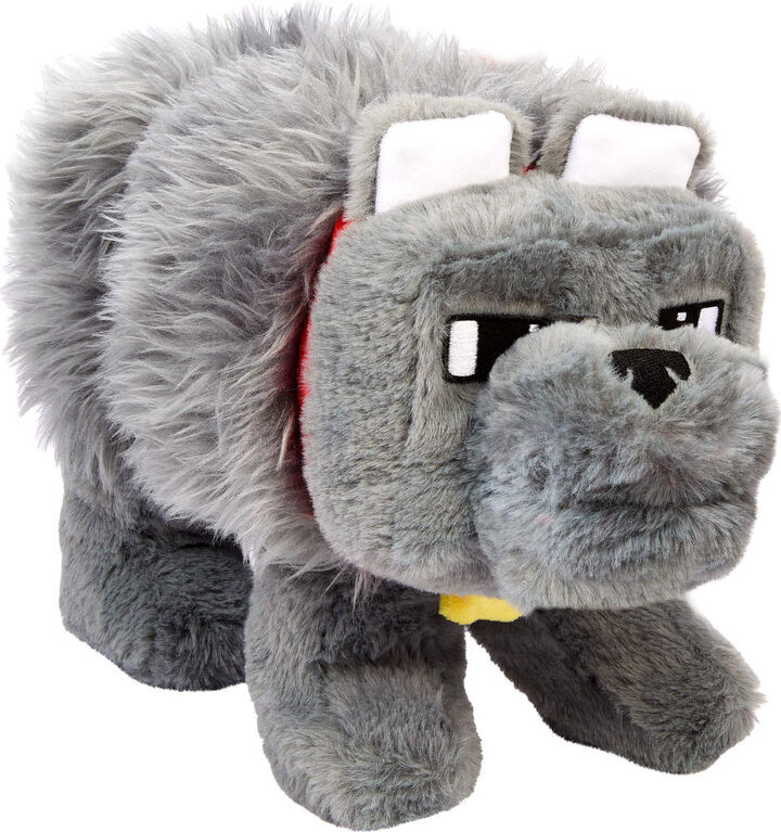 Minecraft Dennis the Wolf Interactive Plush Toy with Sounds & Moving Mouth, Inspired by the Movie