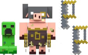 Minecraft Legends Creeper vs Piglin Bruiser Figures