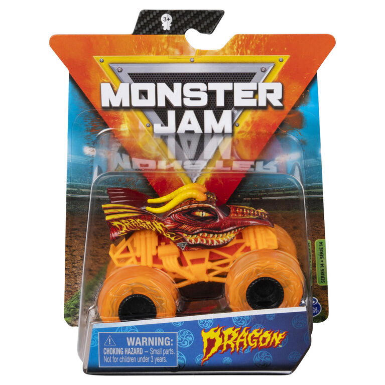 Monster Jam, Official Dragon Monster Truck, Die-Cast Vehicle, Elementals Trucks Series, 1:64 Scale