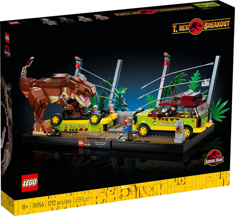 LEGO Jurassic Park L'évasion du T. rex 76956 Ensemble de construction (1 212 pièces) - Notre exclusivité