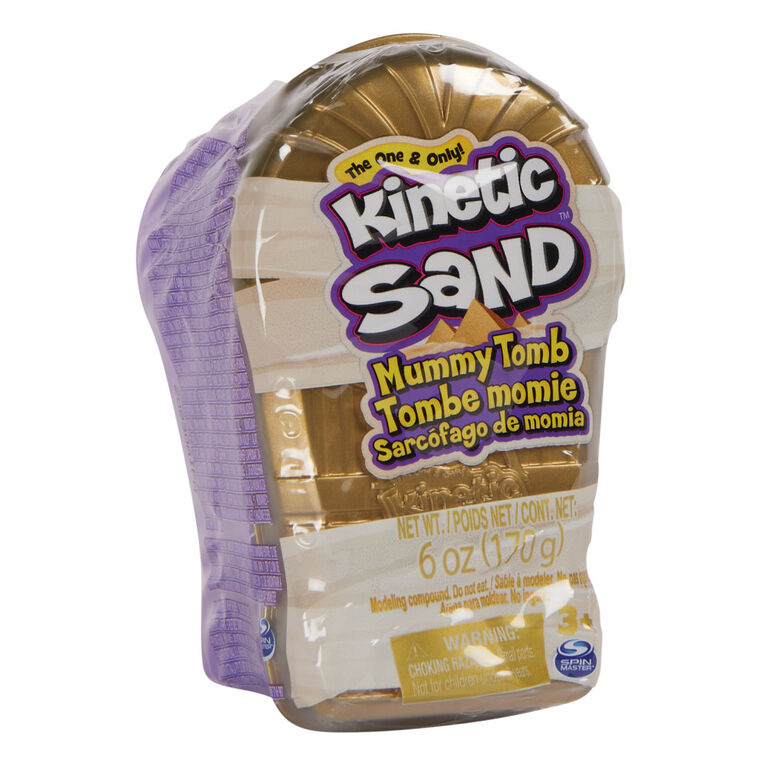 Kinetic Sand, Tombe momie, 170 g de sable à modeler brun naturel, sac de petits cadeaux