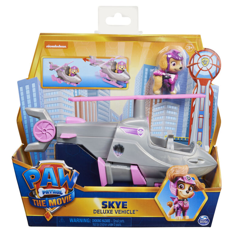 PAW Patrol, Skye's Deluxe Movie Transforming Toy Car with Collectible Action Figure