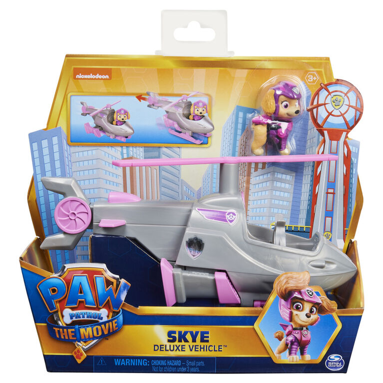 PAW Patrol, Véhicule transformable de luxe du film avec figurine Stella articulée à collectionner