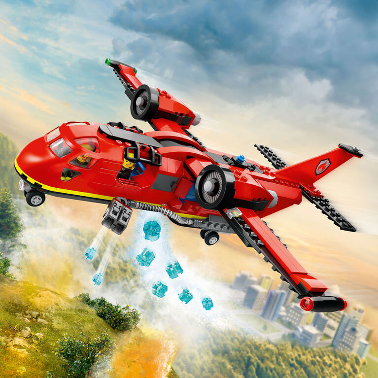 LEGO City 60413 L'Avion de Sauvetage des Pompiers, Jouet avec 3  Minifigurines de Pilote, Pompière pas cher 