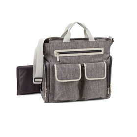 Sac a couches de style sacoche Places and Spaces de Baby Boom - Tissu hachure croise en gris