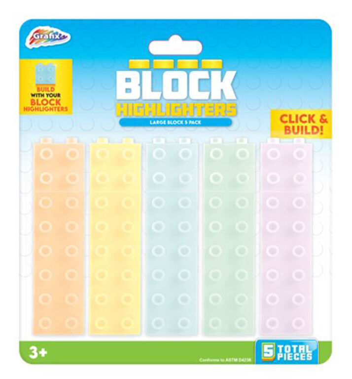 Big Block Highlighter Pen 5Pk - Primary