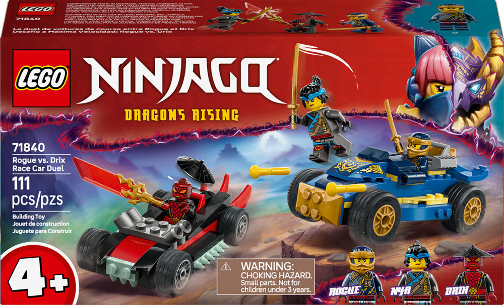LEGO NINJAGO Rogue vs. Drix Race Car Duel Building Toy for Preschool Kids, Boys & Girls, 4+ - 71840