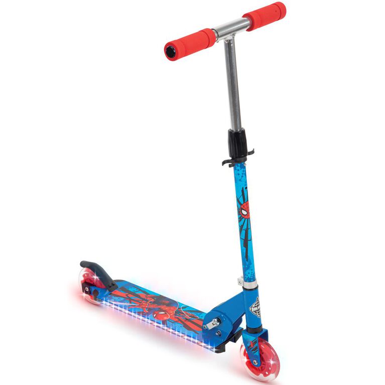 Huffy Electro-Light Inline Scooter featuring Marvel Spider-Man, Red and Blue