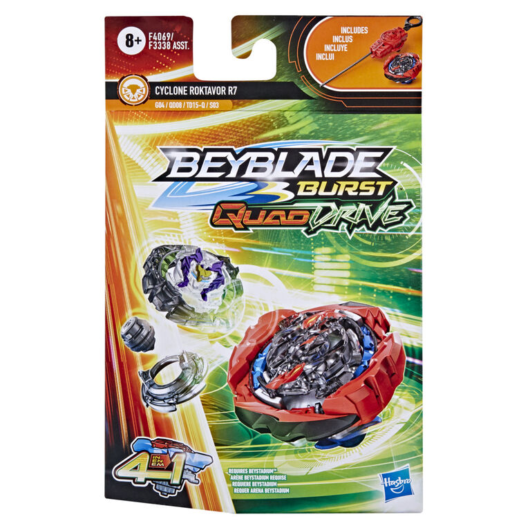 Beyblade Burst QuadDrive, Starter Pack avec toupie Cyclone Roktavor R7