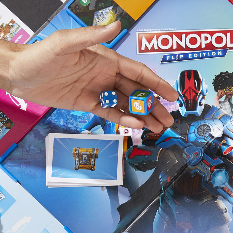 Monopoly Flip édition : Fortnite, jeu de plateau Monopoly inspiré du jeu  vidéo Fortnite