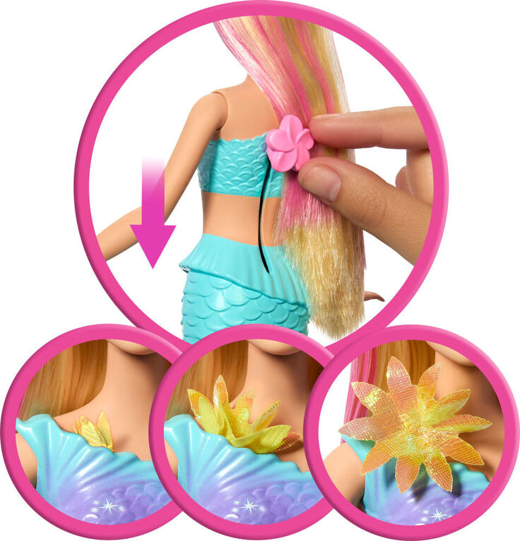 Barbie-Sirène Fleur Magique-Poupée aux longs cheveux blonds