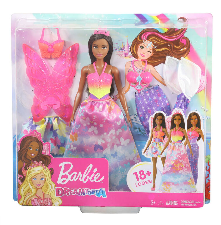 Barbie Dreamtopia Dress Up Doll Gift Set, approx. 12-inch, Brunette with 3 Fashions