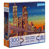 Puzzles Spin Master, New York, Puzzle BlueBoard de 300 pièces de la série Voyage représentant la silhouette des immeubles de Manhattan et le pont de Brooklyn, avec poster