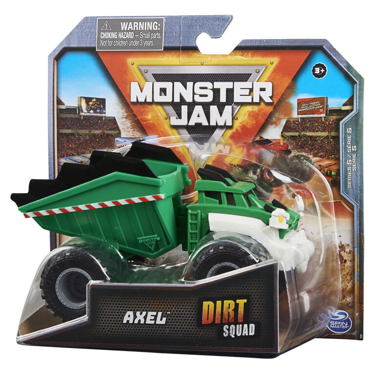Monster Jam, Official Axel Dirt Squad Dump Truck Monster Truck with Moving Parts, 1:64 Scale Die-Cast Vehicle