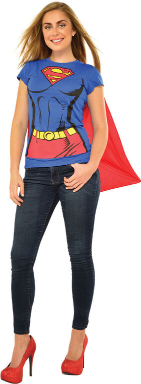Rubies DC Comics Superheroes: Supergirl Costume T-Shirt With Cape for Adults, Women's Medium