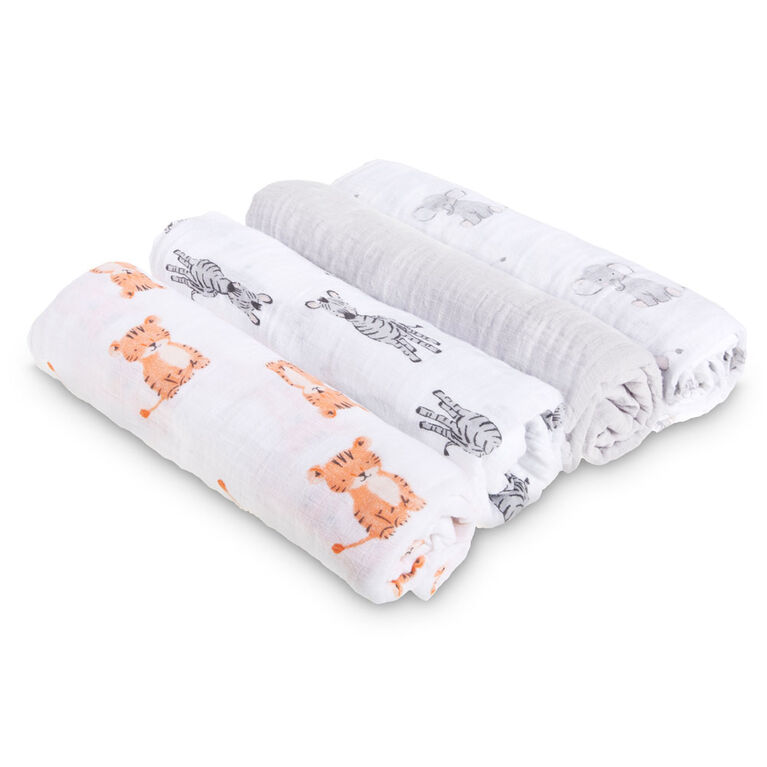 Aden + Anais Essentials 4-Pack Muslin Swaddle Safari Babes