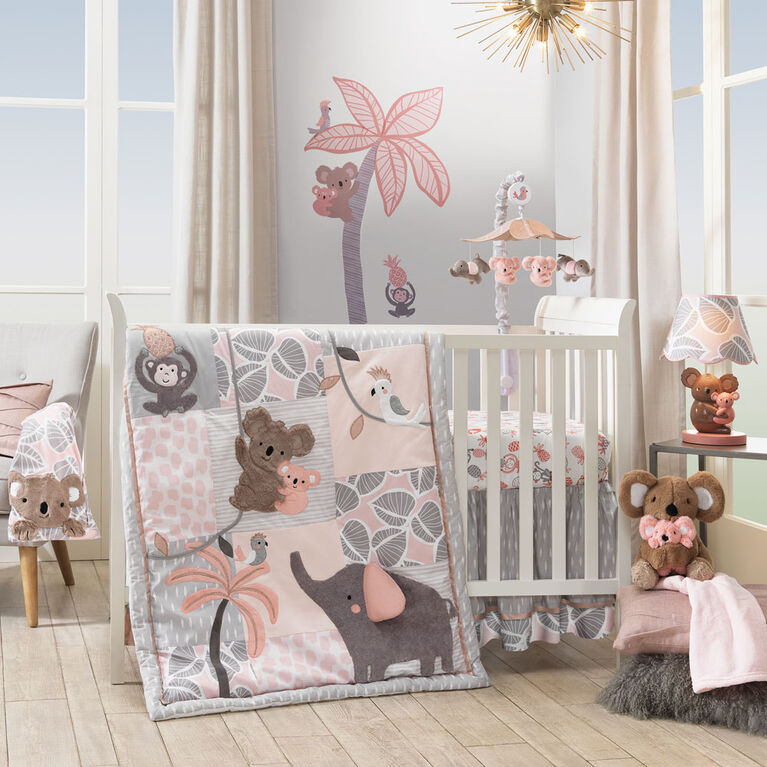 Lambs Ivy Calypso Jungle Animals 4 Piece Crib Bedding Set Pink Gray Babies R Us Canada