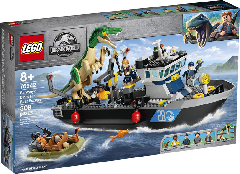 LEGO Jurassic World L'évasion du bateau du dinosaure Baryonyx 76942 (308 pièces)