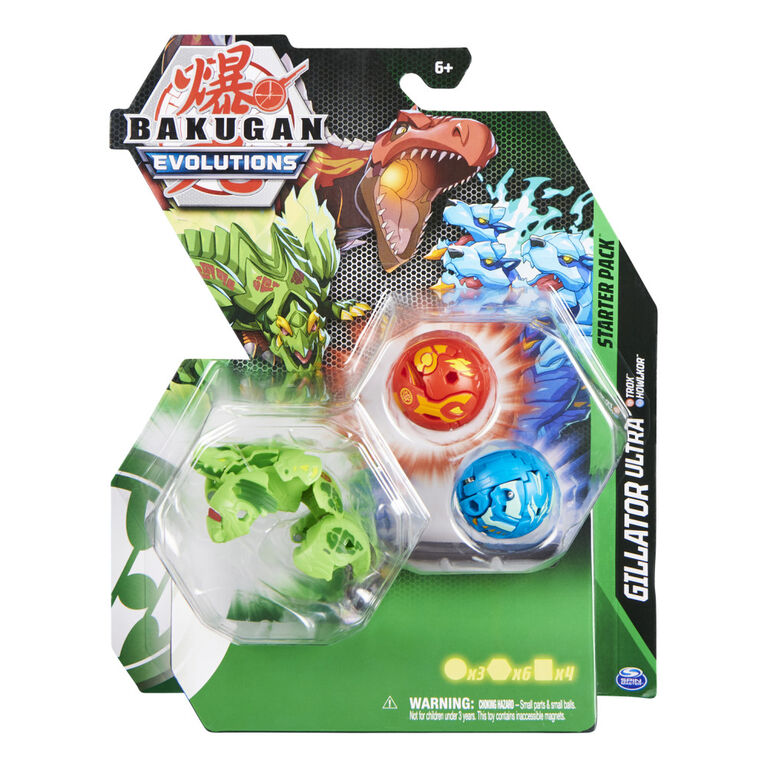Bakugan Evolutions Starter Pack , Coffret de 3, Gillator Ultra avec Howlkor et Trox