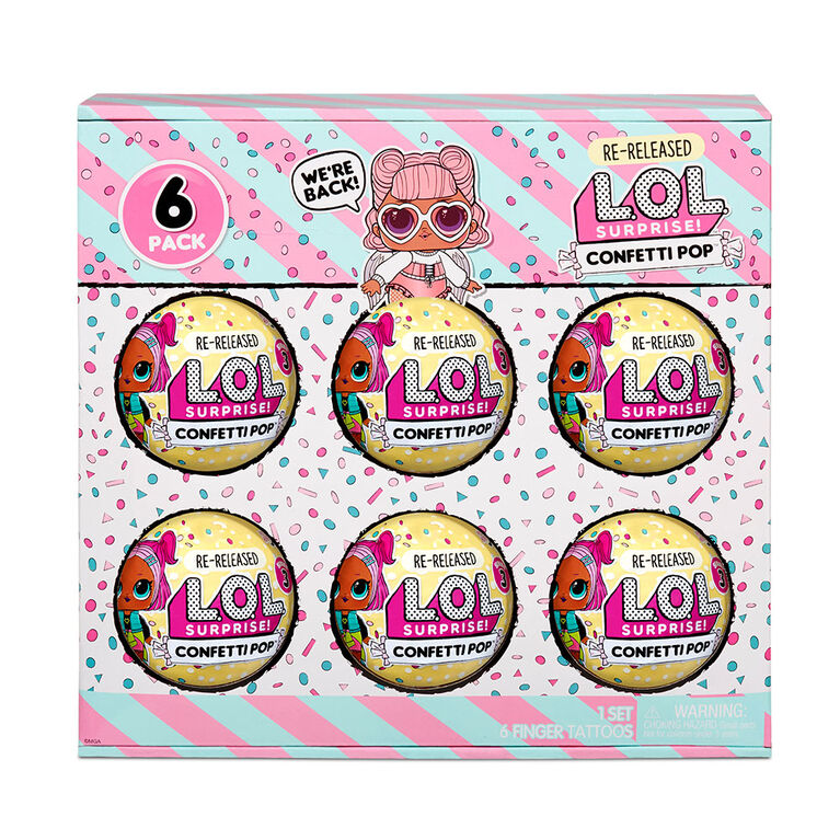 L.O.L. Surprise! Confetti Pop 6 Pack Angel - 6 Re-released Dolls Each with 9 Surprises - R Exclusive