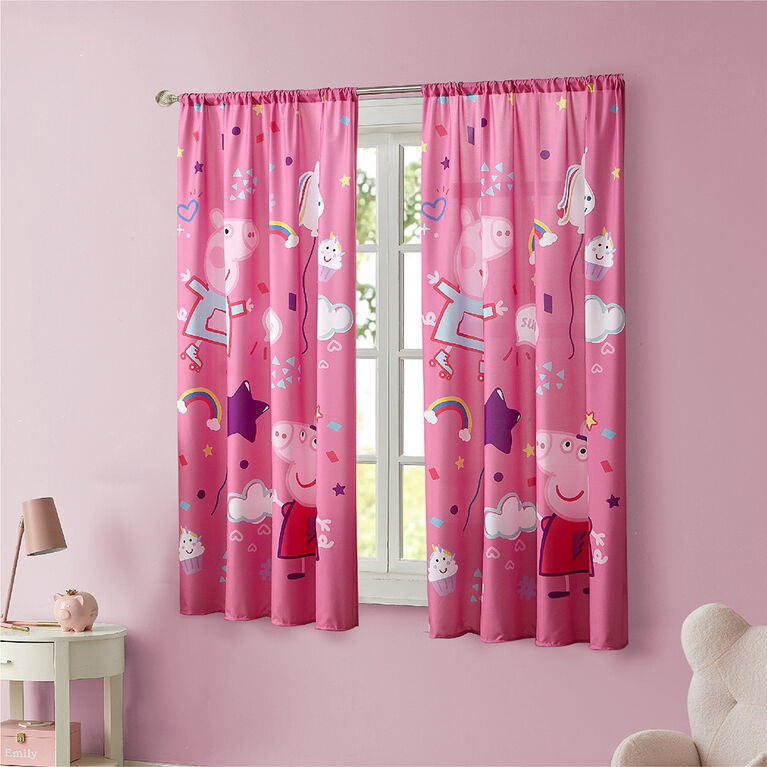 Peppa Pig Window Curtains for Kids, Set of 2 Panels