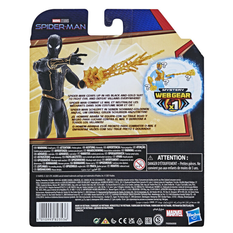 Marvel Spider-Man Mystery Web Gear Black and Gold Suit Spider-Man Action Figure