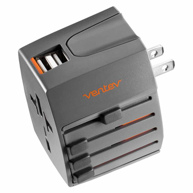 Ventev Global Wall Charging Hub w/Extra USB 2.4A Black