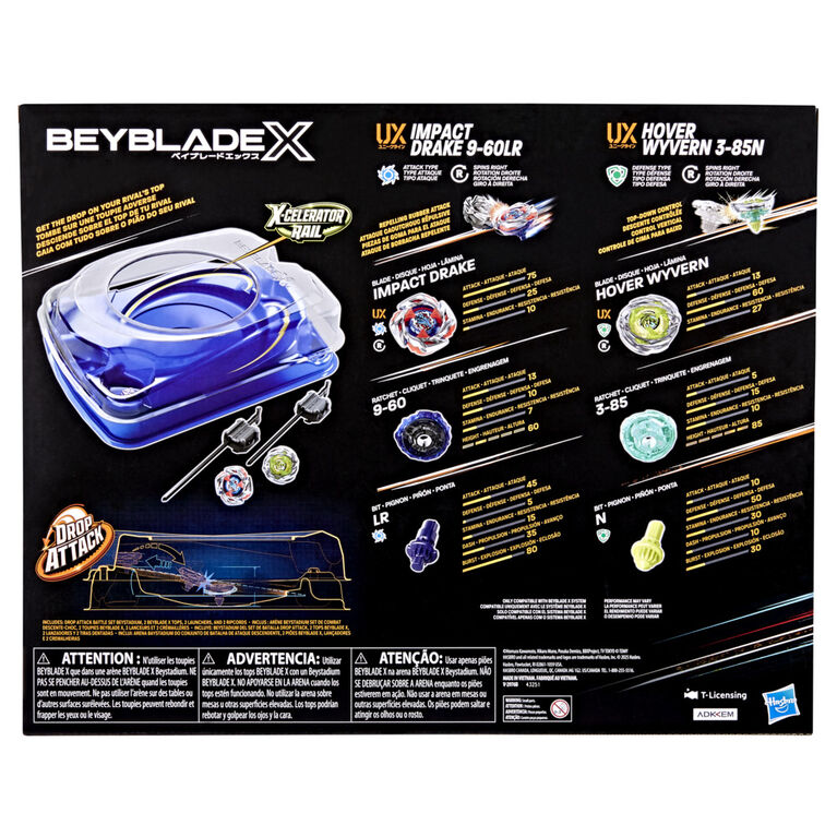 Beyblade X Drop Attack Battle Set with Beystadium Arena, 2 Right-Spinning Takara Tomy Tops, 2 Launchers, Battling Tops Game Toys Beyblade X Drop Attack Battle Set with Beystadium Arena, 2 Right-Spinning Takara Tomy Tops, 2 Launchers, Battling Tops Game Toys